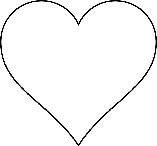 Simple black outline of a classic heart shape on white background, ideal for coloring or design use.