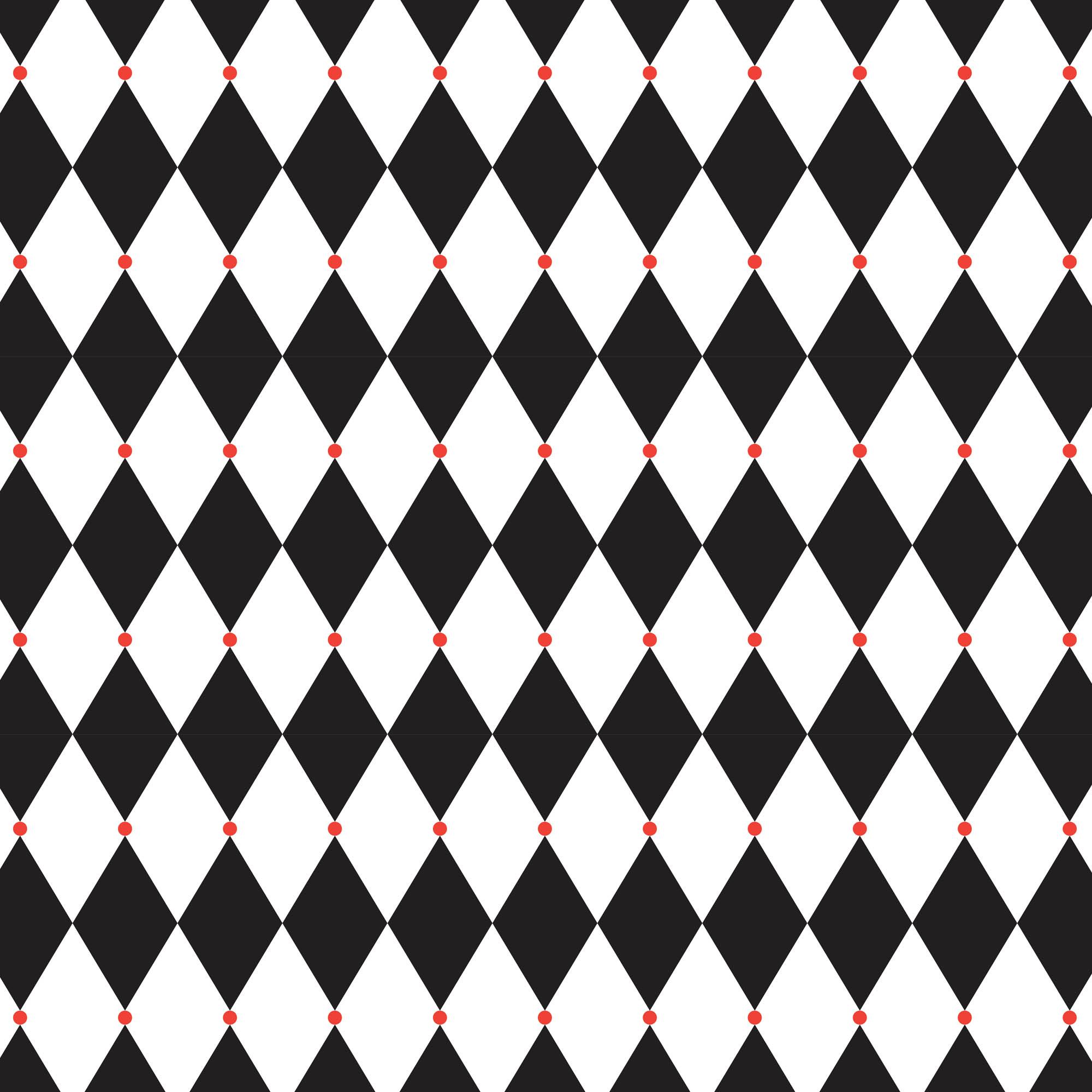 Harlequin Pattern Background - Black, White & Red Geometric Design