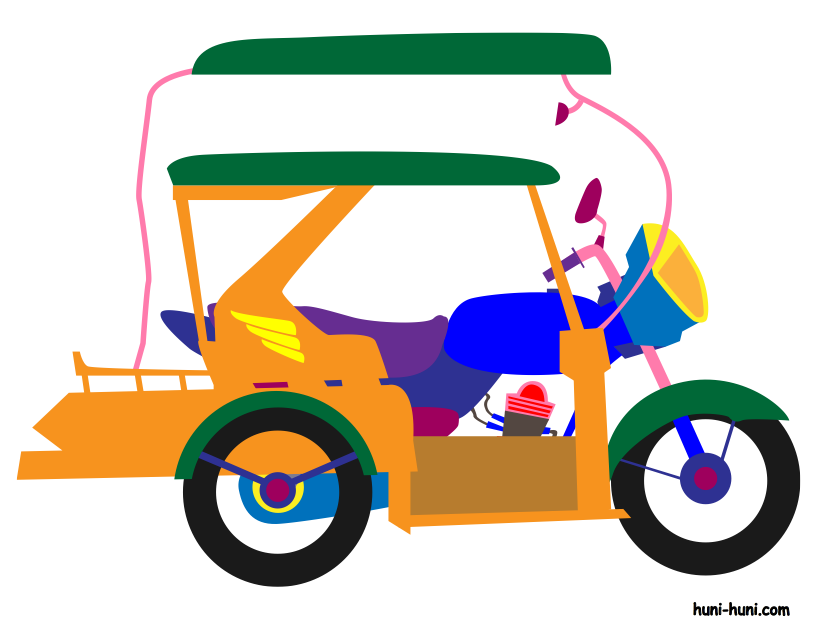 Vibrant Tuk-Tuk Illustration - Iconic Thai Three-Wheeled Taxi Art