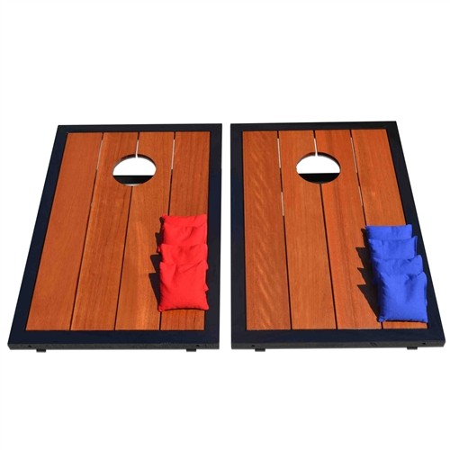 Premium Cornhole Game Set - Wooden Boards with Red & Blue Bean Bags