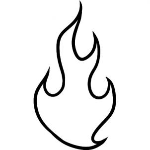 Simple black outline of a stylized flame on white background, evoking fire, energy, or passion.