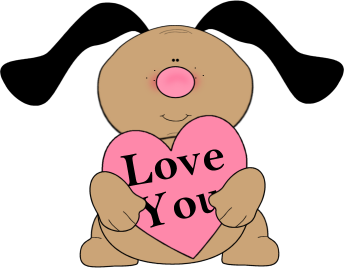 A cute beige cartoon character holding a pink heart that says "Love You".