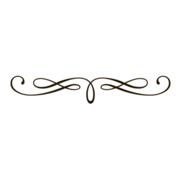 Elegant silver-toned ornamental scroll divider with symmetrical flourishes and central loop.