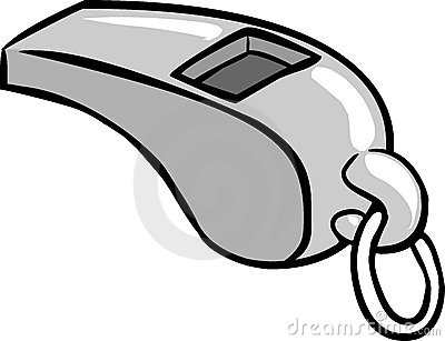 Gray plastic whistle with loop attachment, illustrated in grayscale vector style.