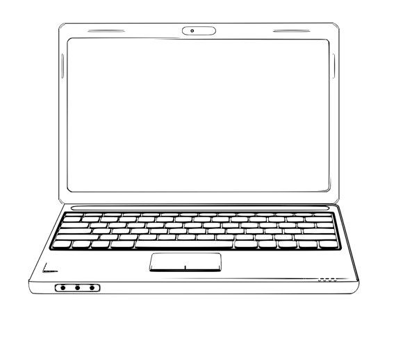 Laptop Illustration - Clean Vector Sketch for Tech Content