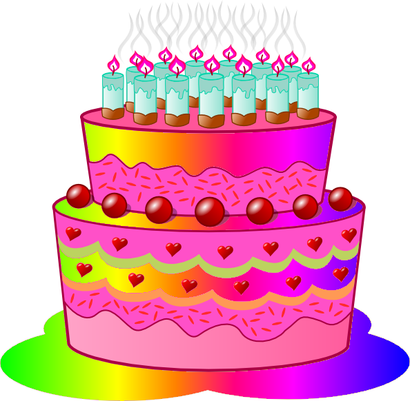 Rainbow Birthday Cake with Candles - Festive Celebration Design