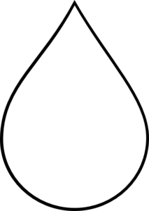 White teardrop-shaped water droplet icon on a black background, symbolizing purity, hydration, or environmental themes.