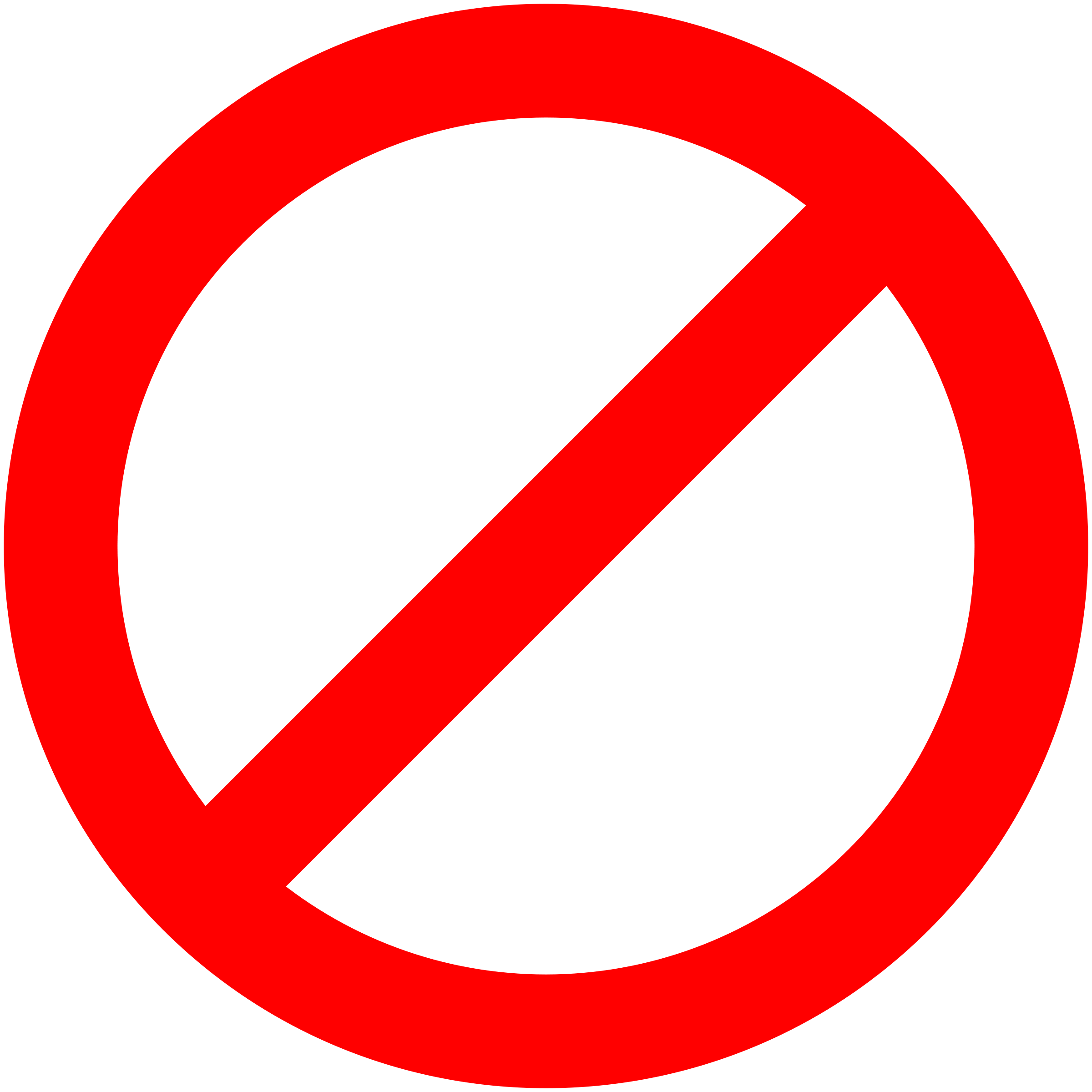 Red prohibition sign with diagonal slash over black circle, indicating "not allowed" or "forbidden".