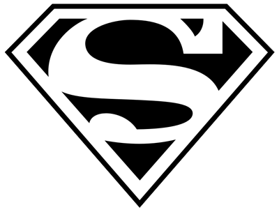 Classic black and white Superman logo featuring the iconic 'S' shield emblem.