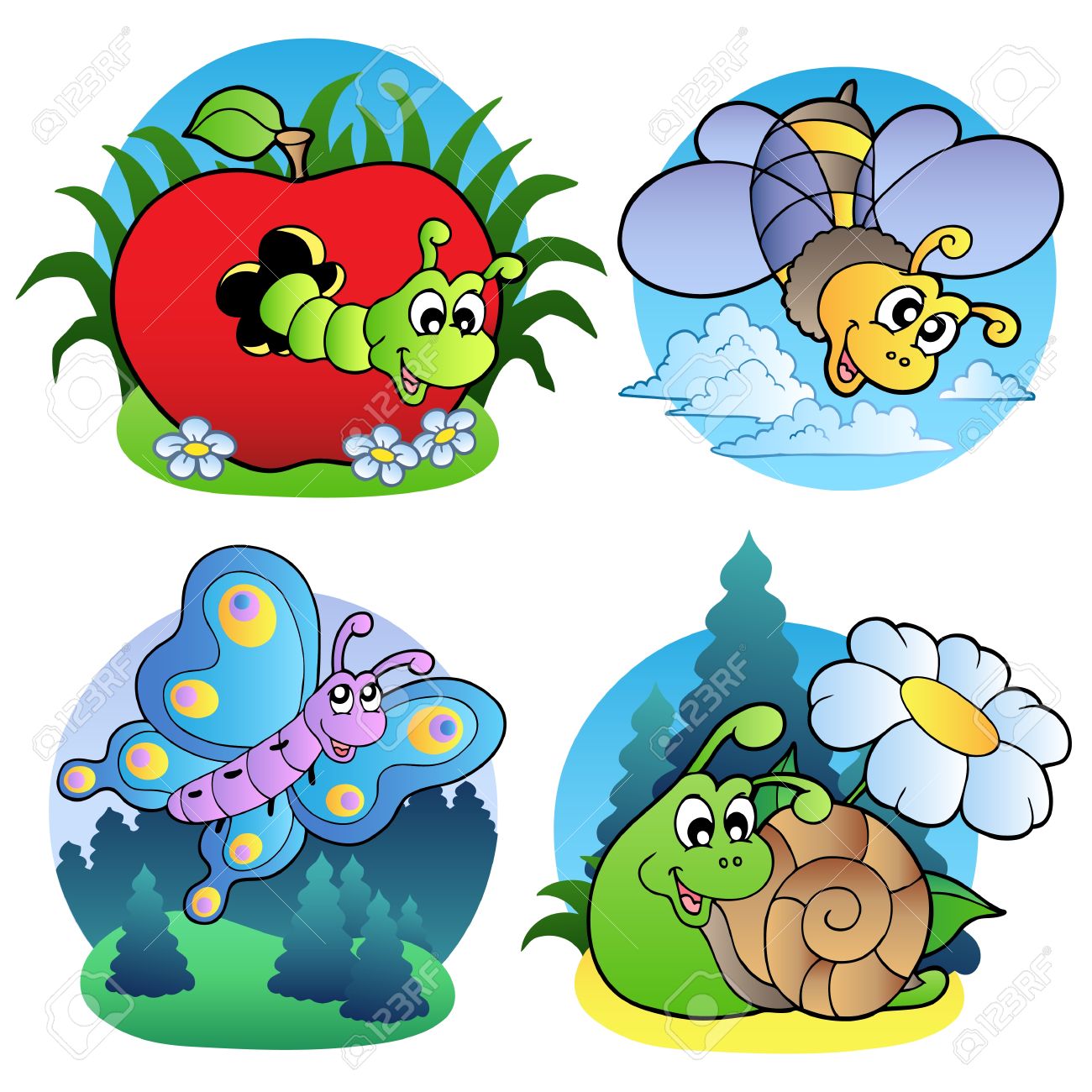 Cute And Funny Bugs, Insects Vector Collection. Cartoon Insects - Clip ...