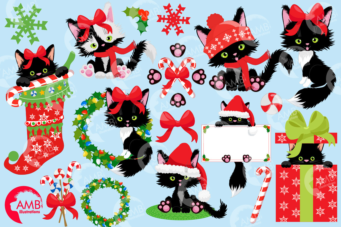 Christmas Cats Stock Illustrations, Royalty-Free Vector Graphics - Clip ...