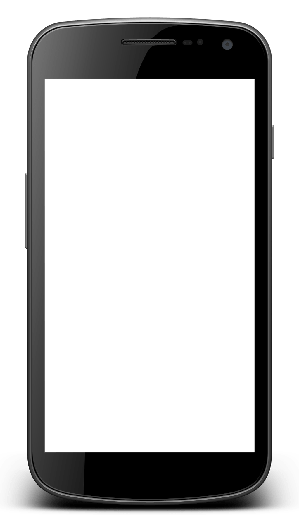 Black smartphone with glossy screen showing a white vertical bar on left side, front-facing camera and speaker visible at top.