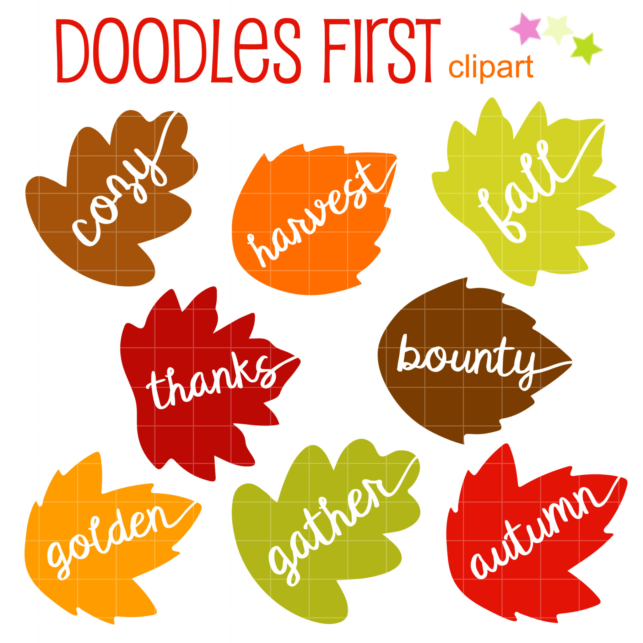Fall Leaf Clipart Set - Doodles First | Seasonal Decor & Craft Graphics