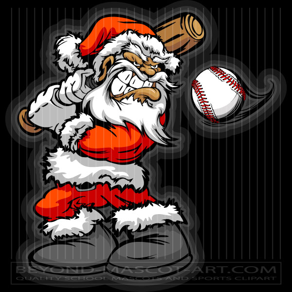 Santa Baseball Mascot Clipart - Dynamic Sports Character Art