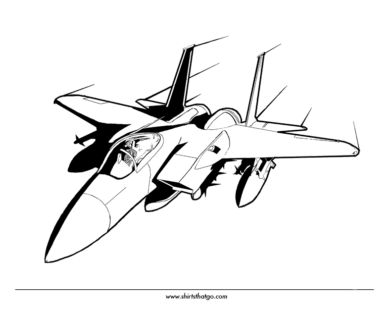 Fighter Jet Coloring Page - Free Printable Aircraft Illustration