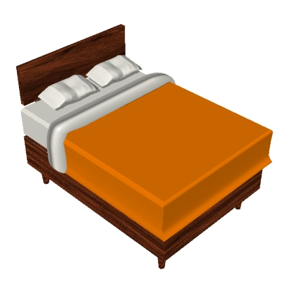 Stylish Wooden Bed with Orange Duvet - 3D Render for Bedroom Design