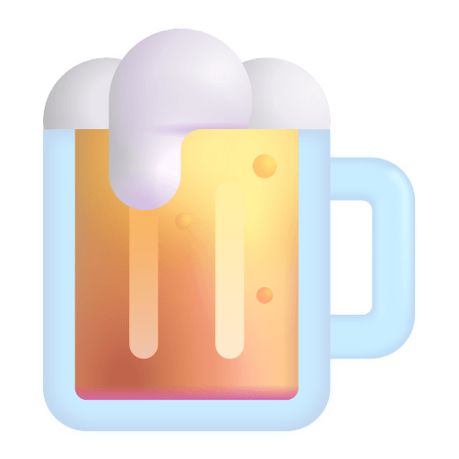 A frothy glass mug of golden beer with bubbles and overflowing foam, rendered in a clean emoji style.