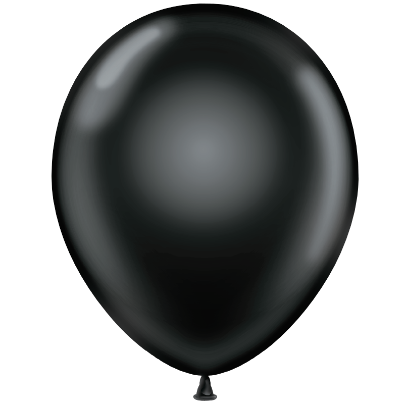 A glossy black balloon with subtle highlights and a tied neck, isolated on white background.