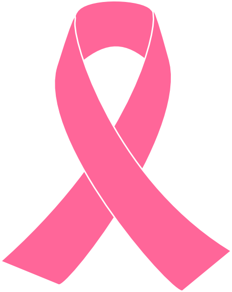 Pink ribbon symbol for breast cancer awareness on transparent background.