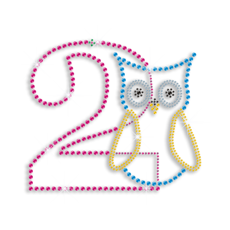20th Birthday Owl Design - Sparkling Rhinestone Graphic for Celebrations