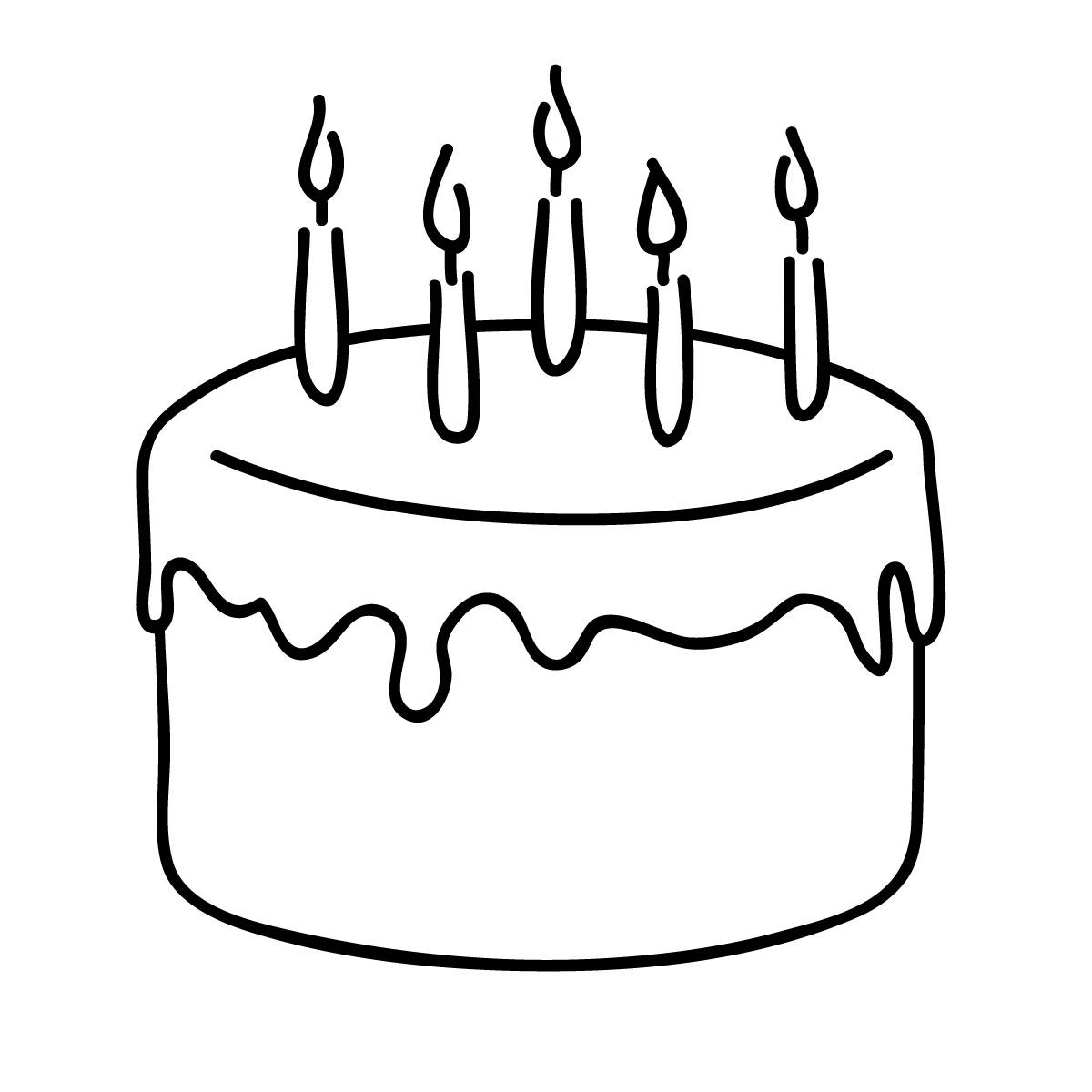 Free Birthday Cake Clipart - Simple Line Art for Celebrations