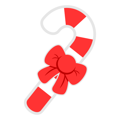 Festive Candy Cane with Red Bow - Holiday Decor & Clipart