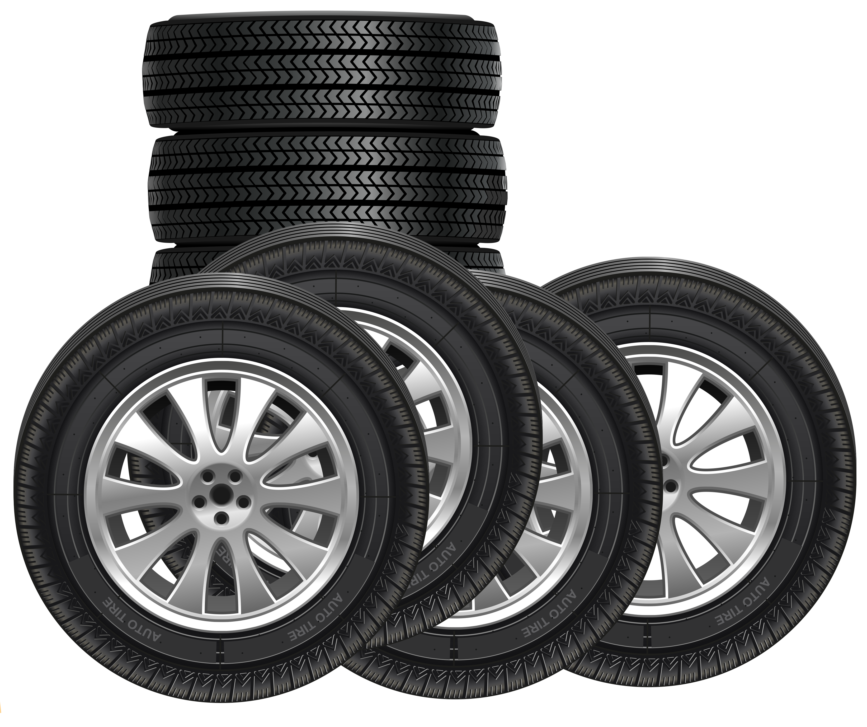 Premium Car Tires - Set of 4 Mounted & 3 Spare Tires for Sale