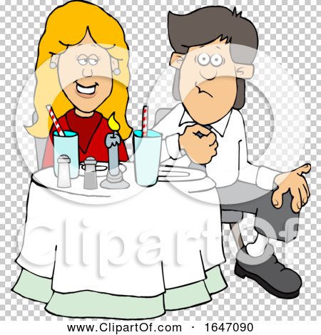Cartoon Couple Dining Scene - Humorous Restaurant Illustration