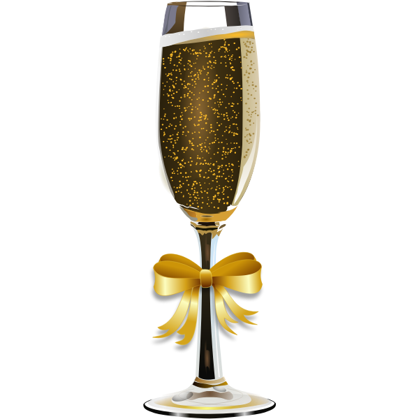 Elegant Champagne Flute with Gold Bow - Celebration Imagery