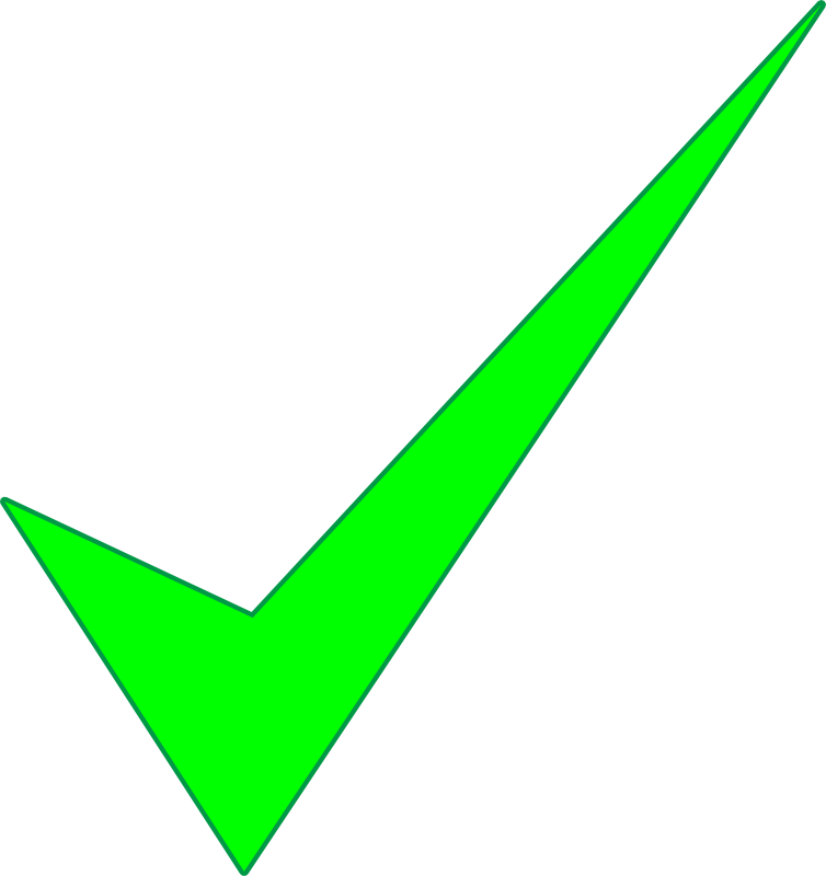 Bright green checkmark symbol on black background indicating confirmation or success.