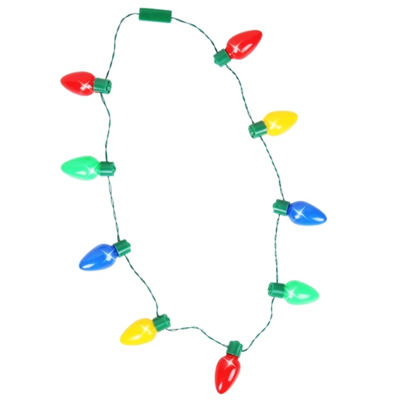 Christmas Bulb Necklace LED Light up Glowing Strawberry Necklace Party Favors