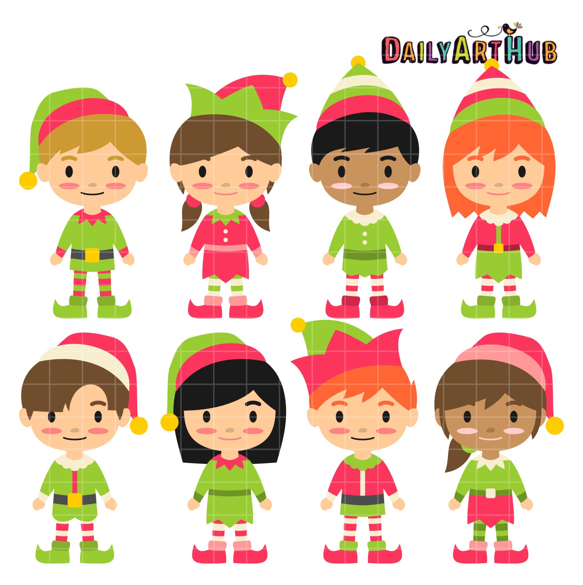 Christmas Elves Clipart Bundle, Christmas Elves PNG, Girl Boy - Clip ...