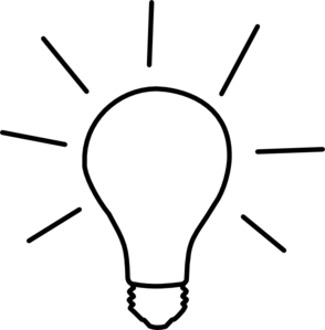 White silhouette of a classic incandescent light bulb on a black background, symbolizing ideas, innovation, or illumination.