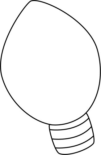 Simple black-and-white line drawing of a classic incandescent light bulb with striped base.