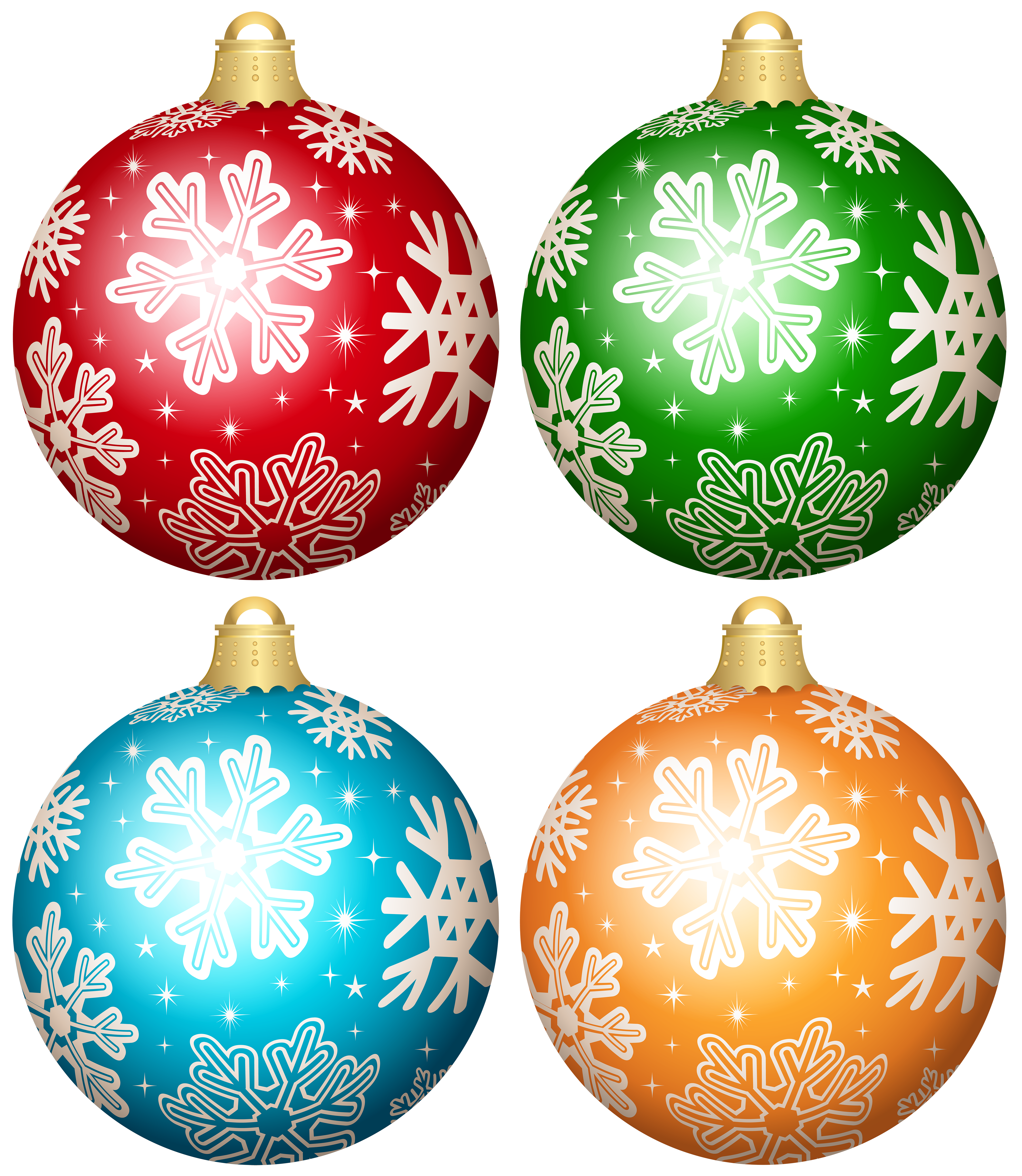 Festive Snowflake Christmas Ornaments - Red, Green, Blue & Orange Decorations
