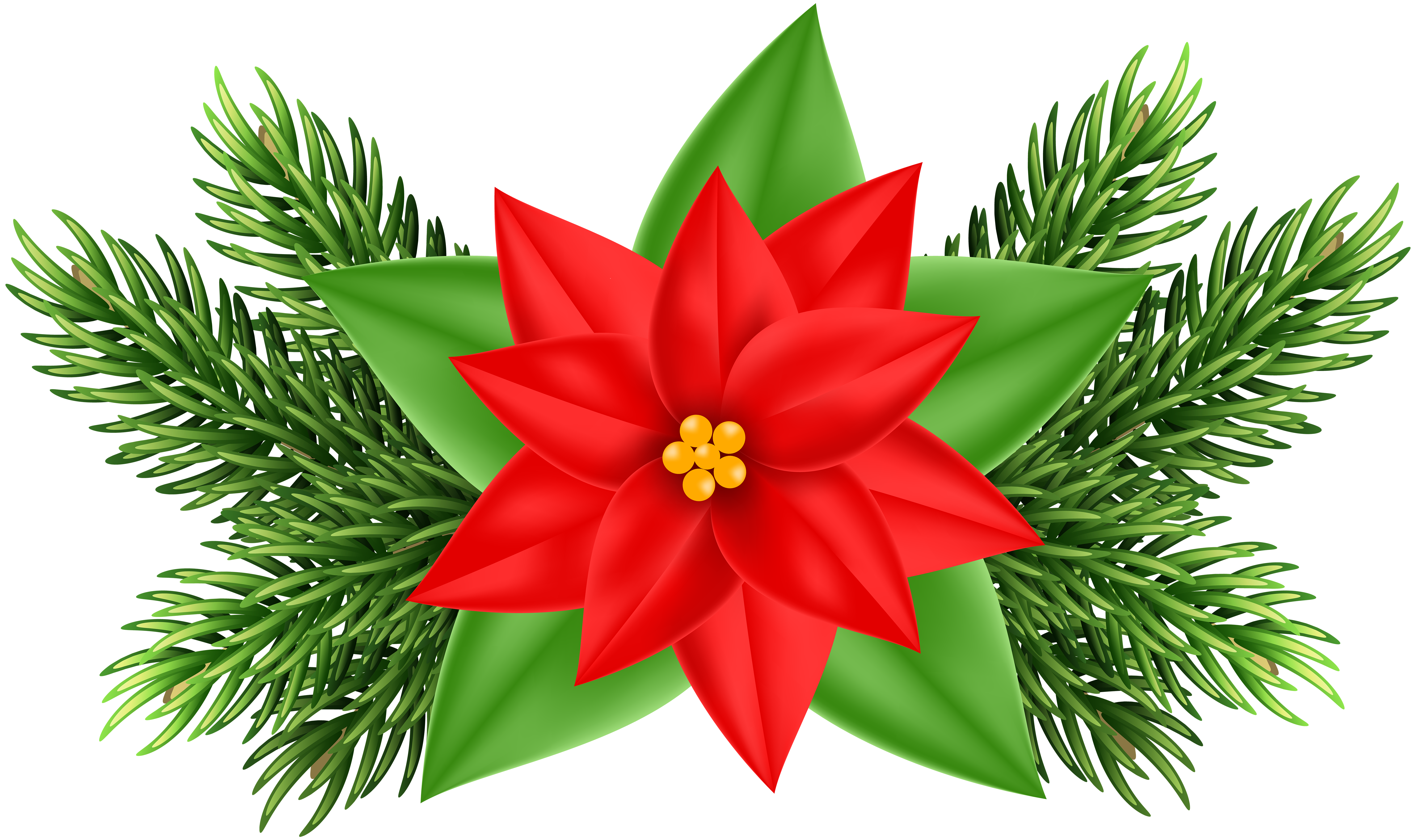Festive Poinsettia & Pine Wreath - Holiday Decor Image
