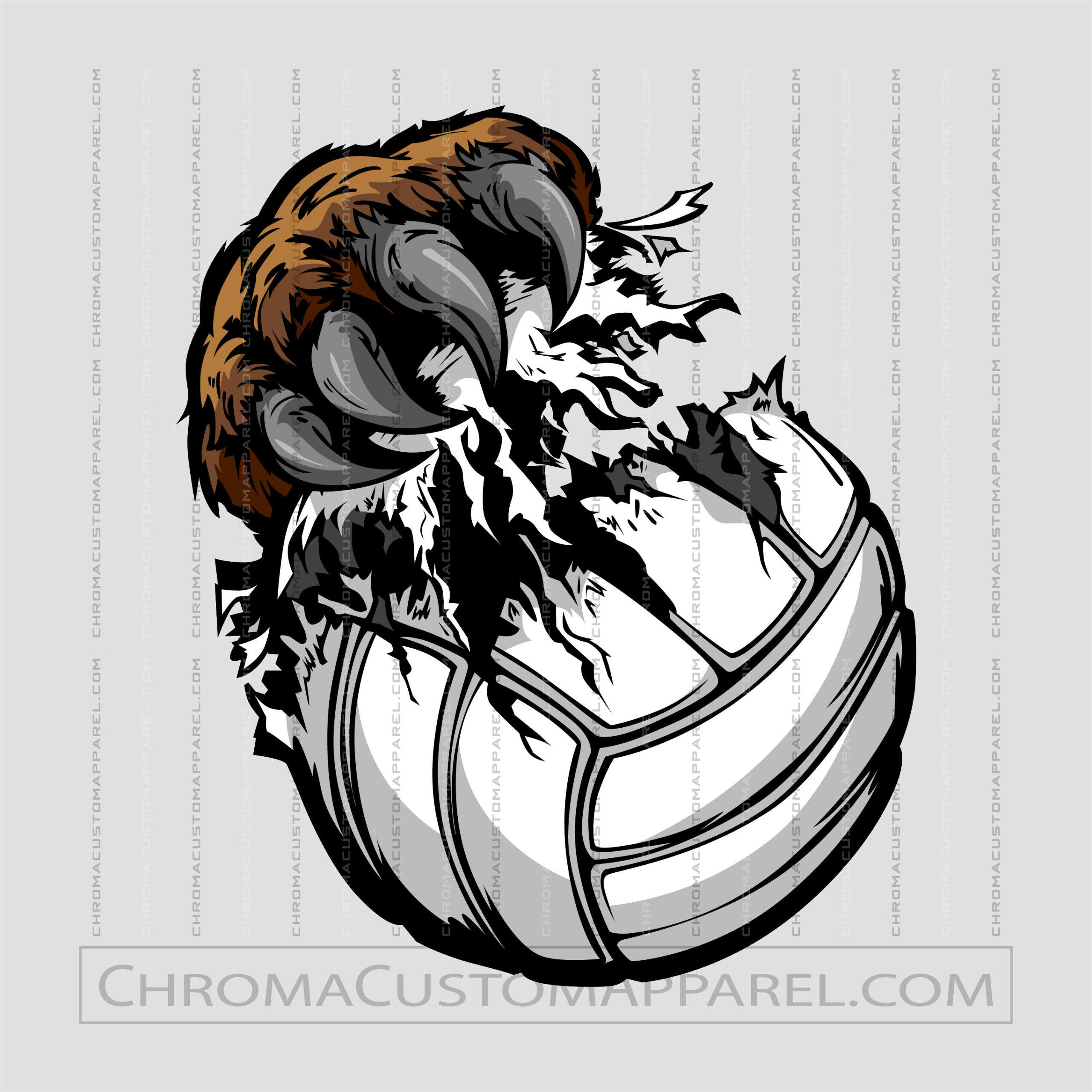 Stylized bison head bursting through a football helmet in bold graphic art style.