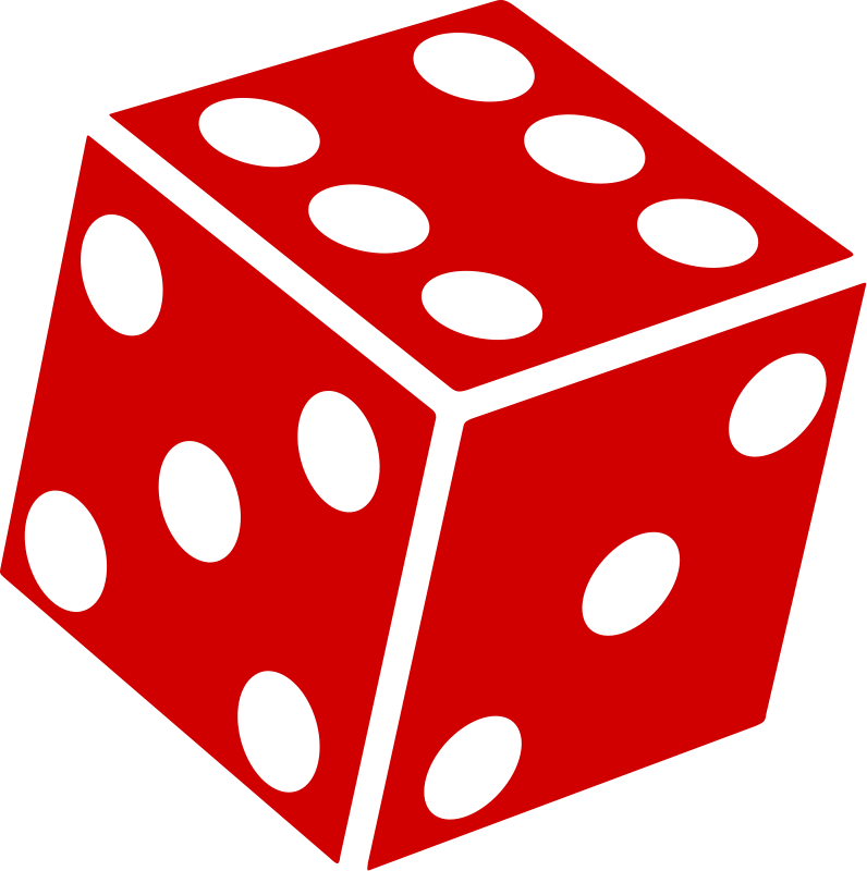 A vibrant red six-sided die with black pips, showing faces with 6, 3, and 4 dots in an isometric view.