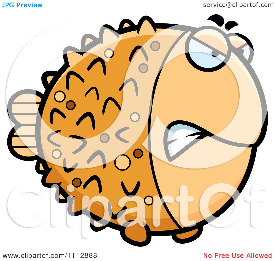 Angry Pufferfish Clipart - Fun Marine Animal Illustration