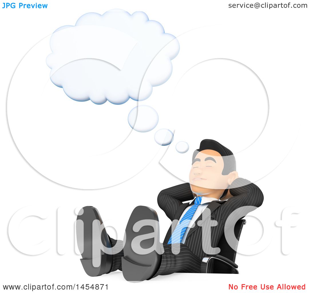 Relaxed Businessman with Thought Bubble - Clipart Illustration