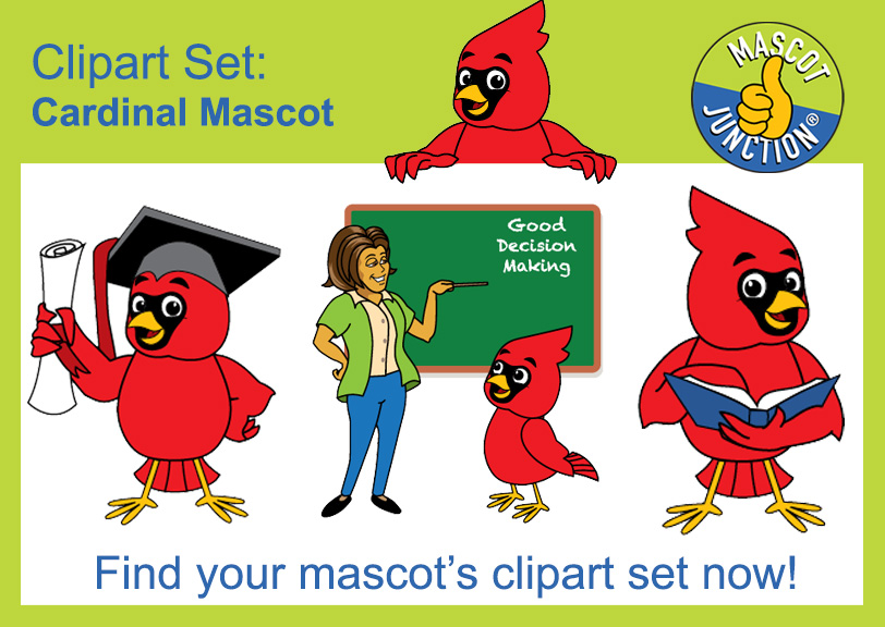 Cardinal Mascot Clipart Set - Educational & School-Themed Graphics