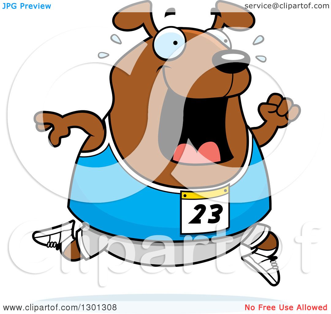 Fun Cartoon Dog Running in Race - Clipart Illustration