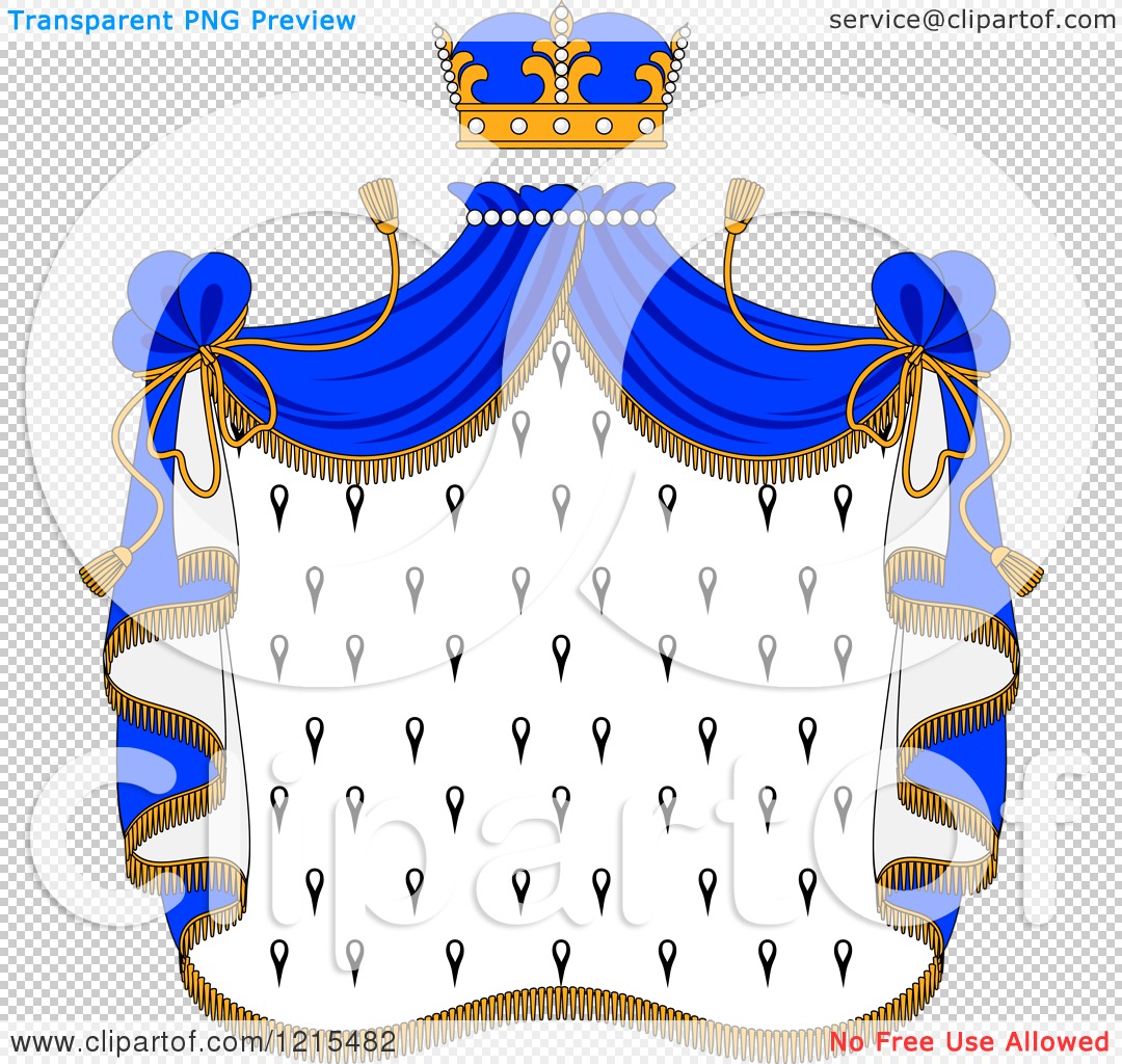 Blue Royal Mantle Heraldic Clipart - Crowned Ermine-Trimmed Design