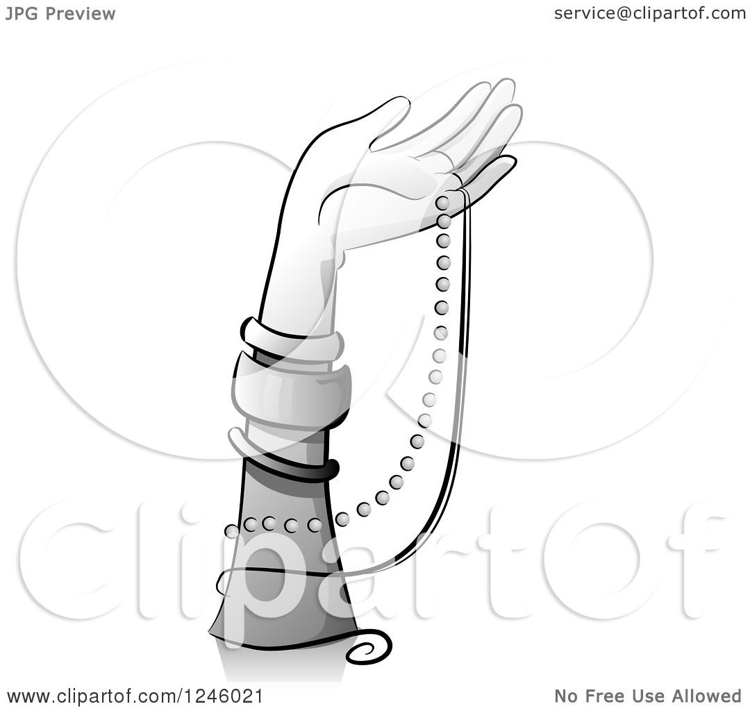 Hand Holding Beads Clipart - Traditional Ornamentation Illustration