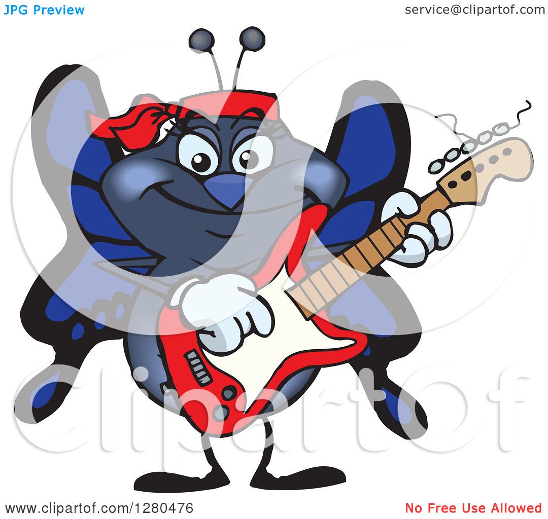 Fun Butterfly Rock Star Clipart - Playful Insect Musician Illustration