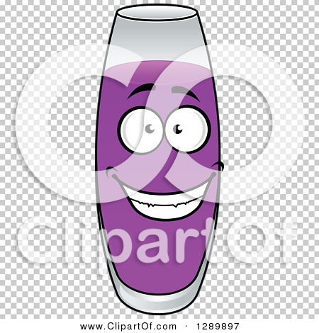 Smiling cartoon purple liquid in a glass vial with expressive eyes and grin, on transparent background.