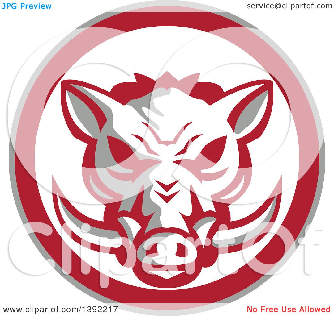 Tribal Boar Logo - Bold Red & White Vector Emblem for Brands & Teams