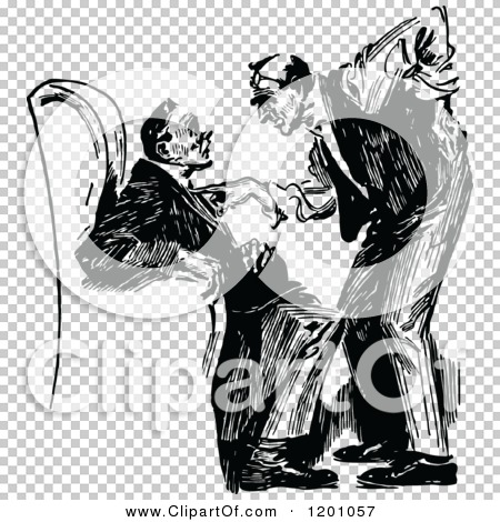 Vintage black-and-white illustration of a doctor examining a seated patient with a stethoscope, in classic woodcut style.