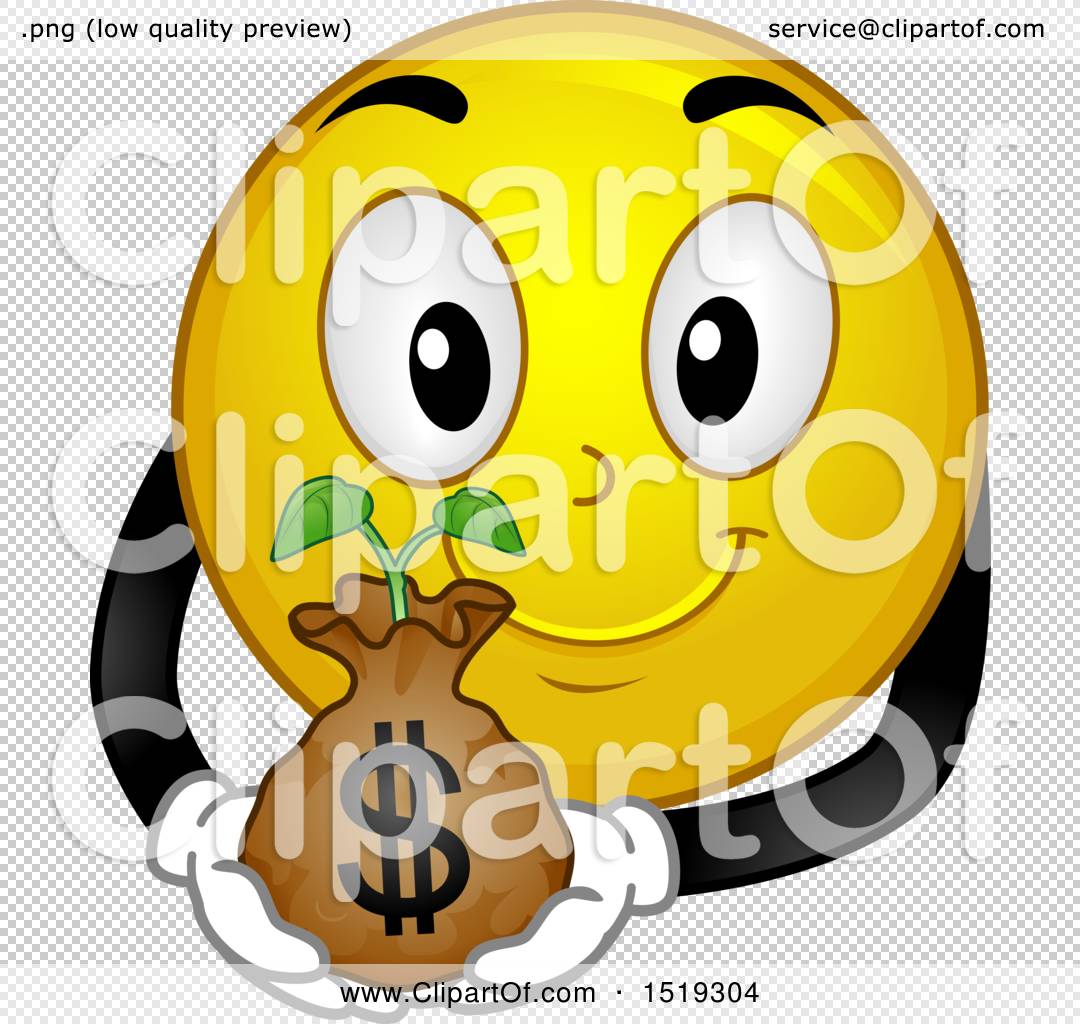 Emoji Illustration of Money Bag with Growing Plant - Financial Growth Concept