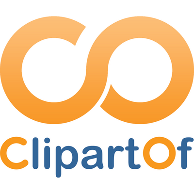 ClipartOf logo featuring orange infinity-style symbol above the brand name in orange and blue text.